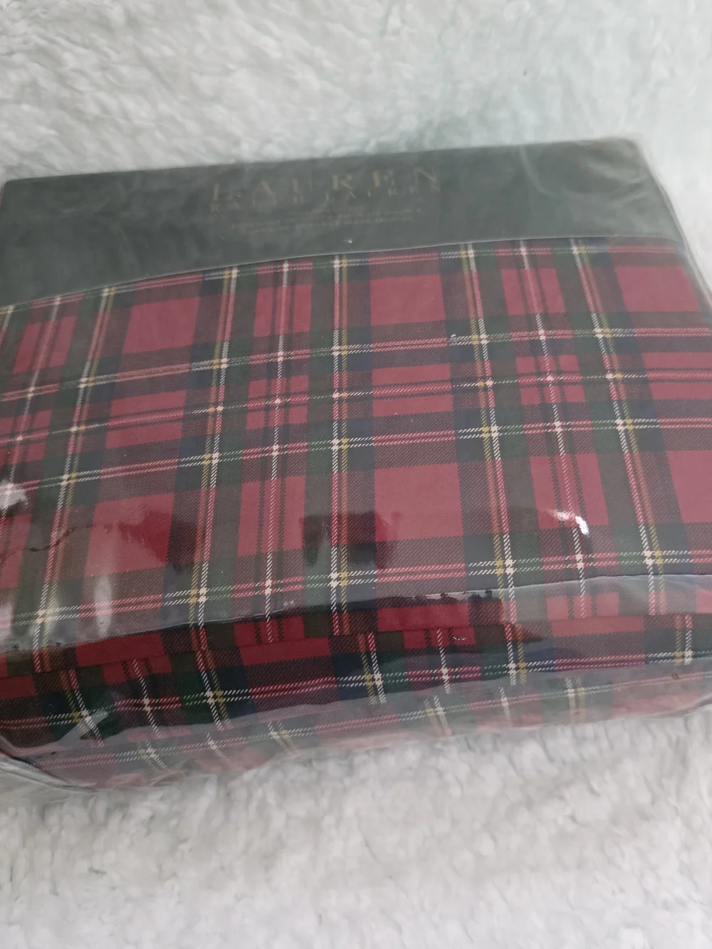 🎄 Lauren Ralph Lauren Christmas Tartan Plaid Full Sheet Set 100% Cotton New
